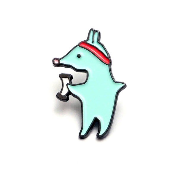 Moris the strong bunny pin