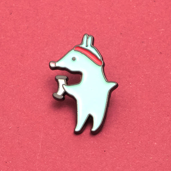 Moris the strong bunny pin