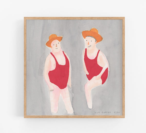 two lifeguards having fun print by Noa Goffer